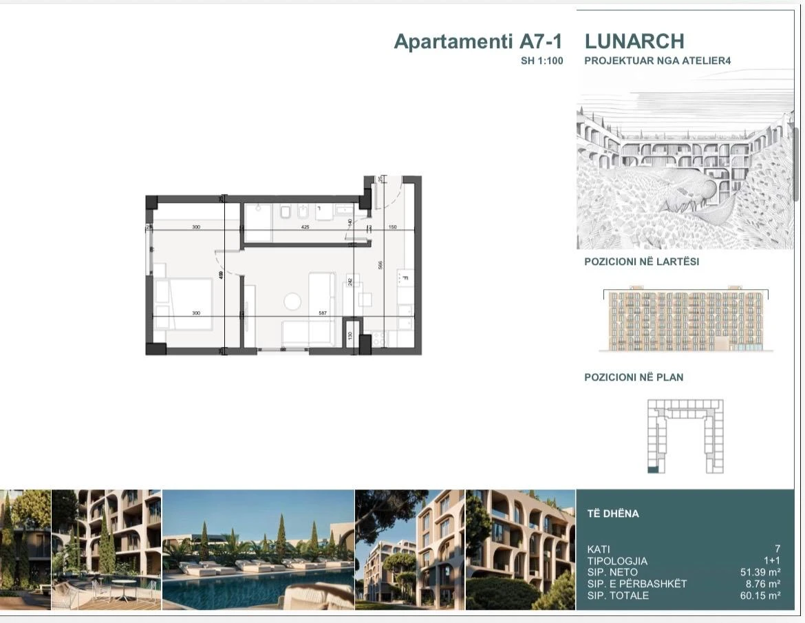 Exclusive. 1+1 Apartment for sale in Lunarch Residence Mali i Robit. Sea view (5/5)