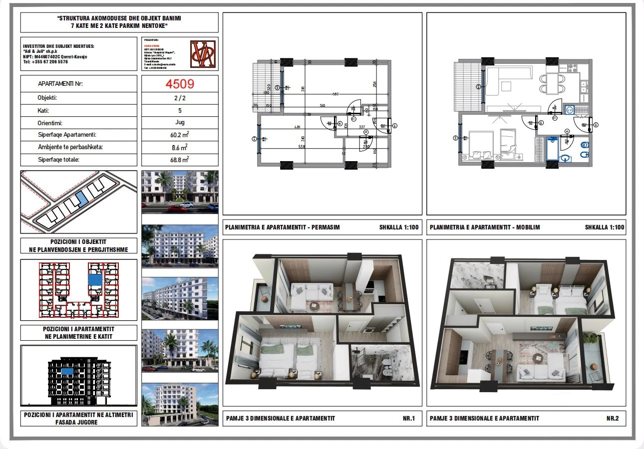 Shitet apartament 1+1 në Rezidencën "Blue Horizon", Qerret – Pagesë me Këste
