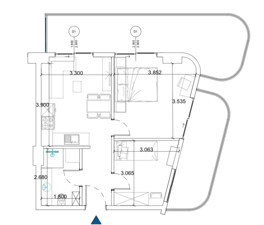 Apartamenti Shesim 2+1 me Pamje nga Deti në Bonita Luxury Family, Qerret (3/17)