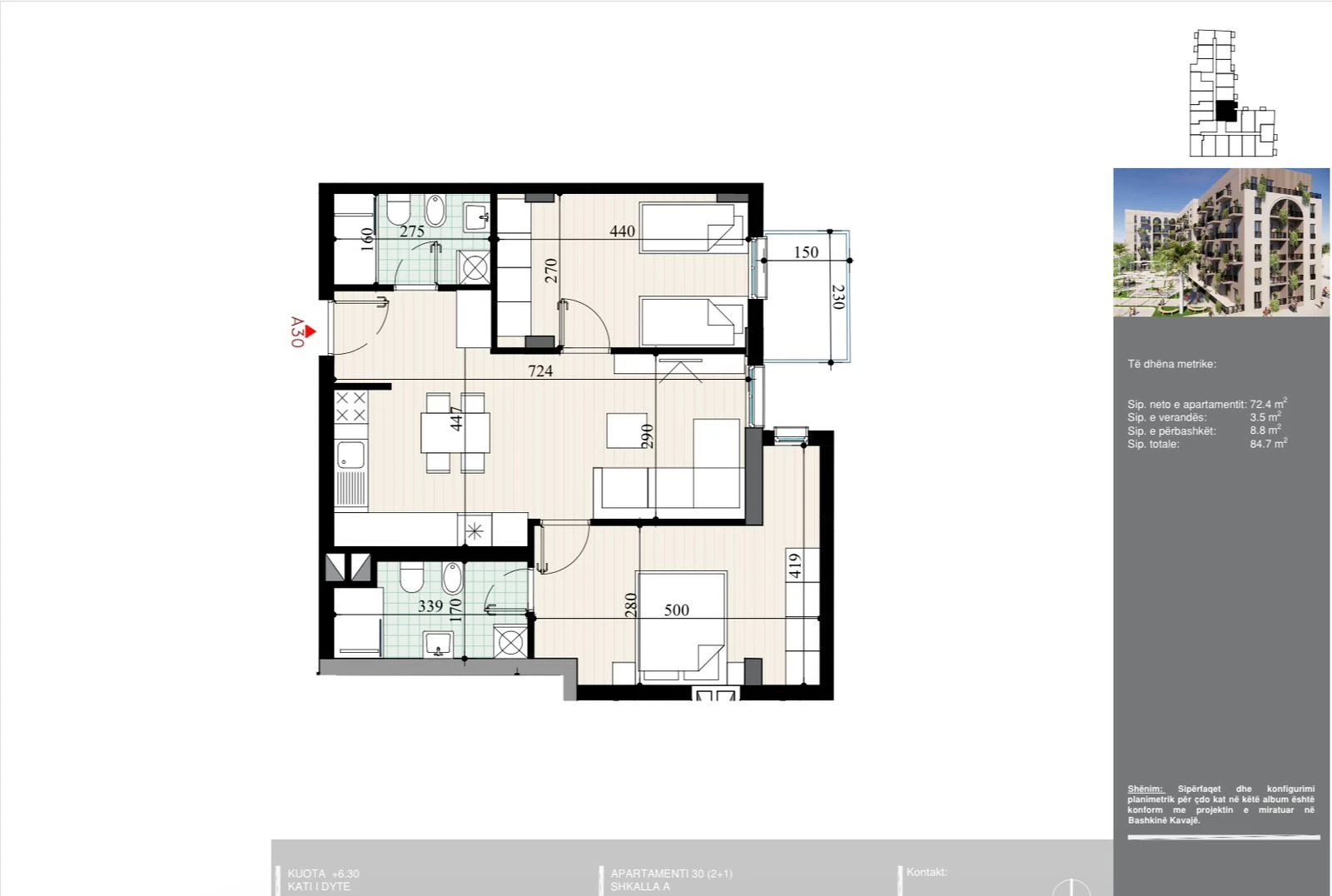 Apartament 2+1 per Shitje Tek Residenca "Perla e Bregut" ne Golem. Mundesi Pagese me Keste (5/5)