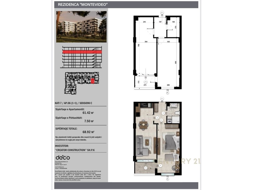 Apartment 1+1 for Sale in the "Montevideo" Residence in Mali Robit.
