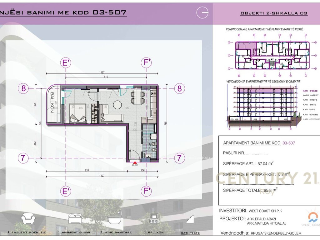 1+1 Apartment for sale in the "West Coast 2" Residence, new construction, Pishat e Buta, Golem