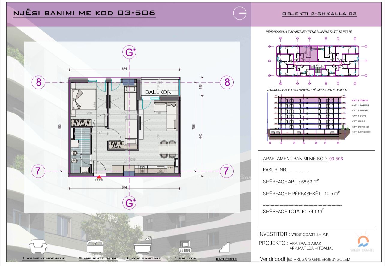 1+1 Apartment for sale in the "West Coast 2" Residence, new construction, Pishat e Buta, Golem