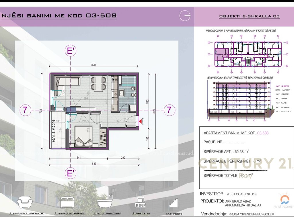 1+1 Apartment for sale in the "West Coast 2" Residence, new construction, Pishat e Buta, Golem