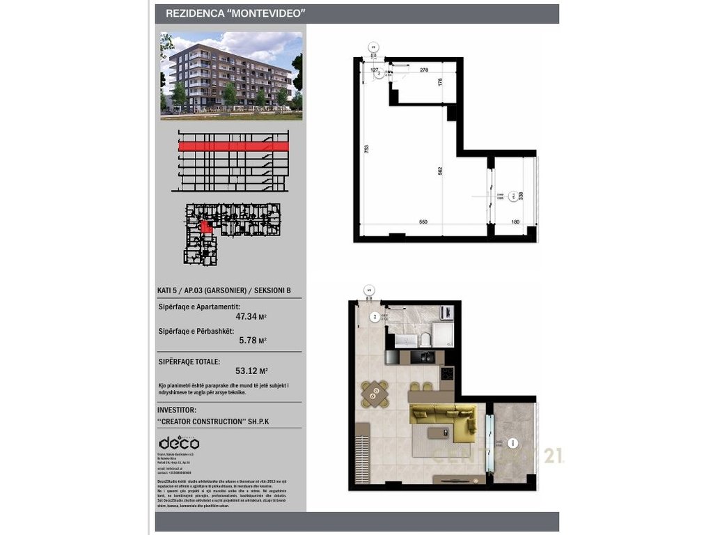 Studio Apartment for Sale in the "Montevideo" Residence in Mali Robit