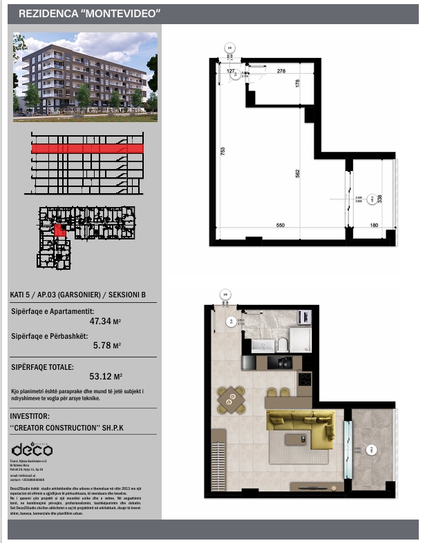 Studio Apartment for Sale in the "Montevideo" Residence in Mali Robit