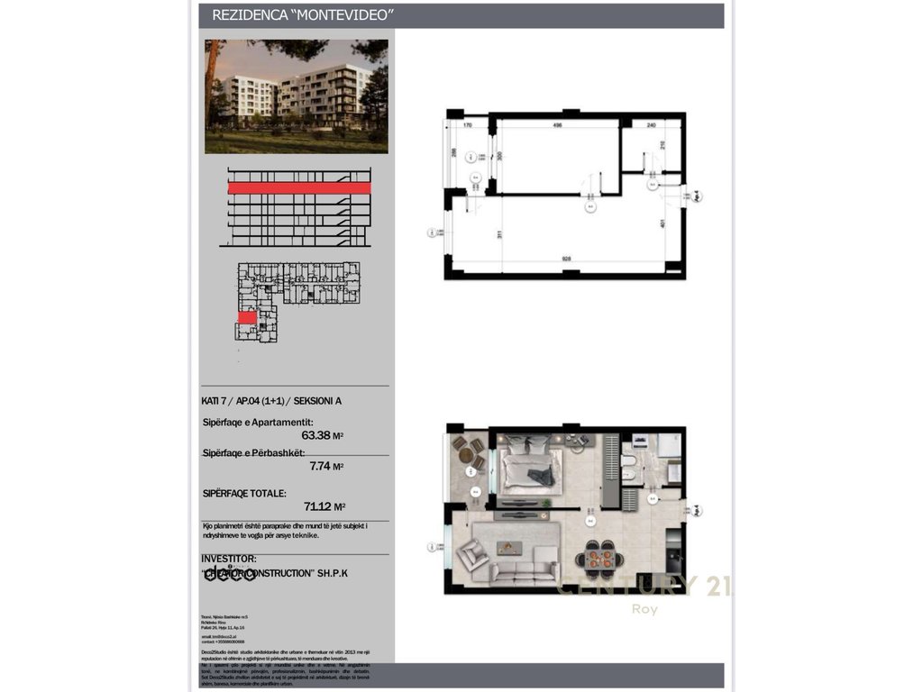 Apartament 1+1 per Shitje ne Mali i Robit, Durres - 177,800eur | 71.12 m2
