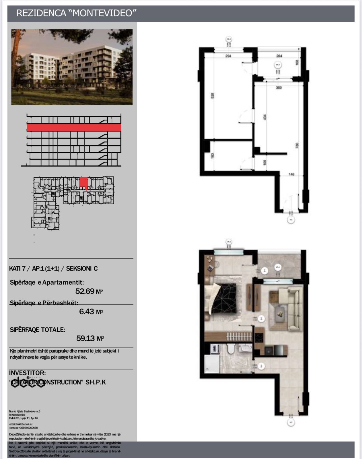 Apartament 1+1 Ne Shitje ne Mali i Robit, Durres - 94,608eur | 59.13 m2