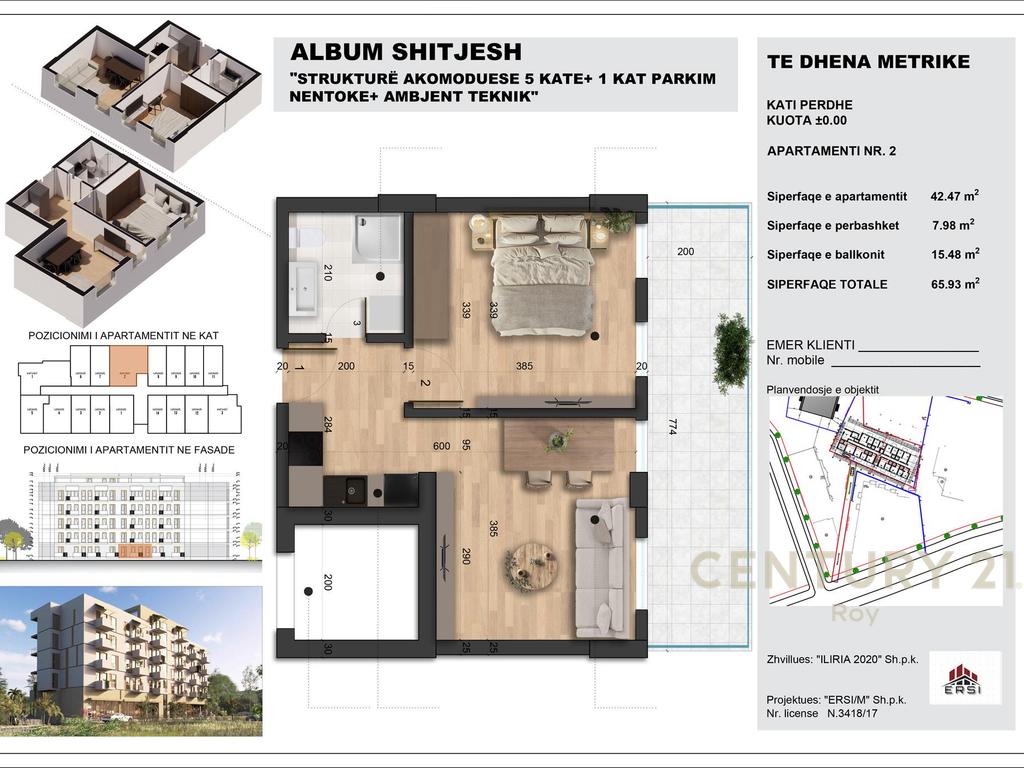Apartment 1+1 + Parking Space for Sale at Mali i Robit