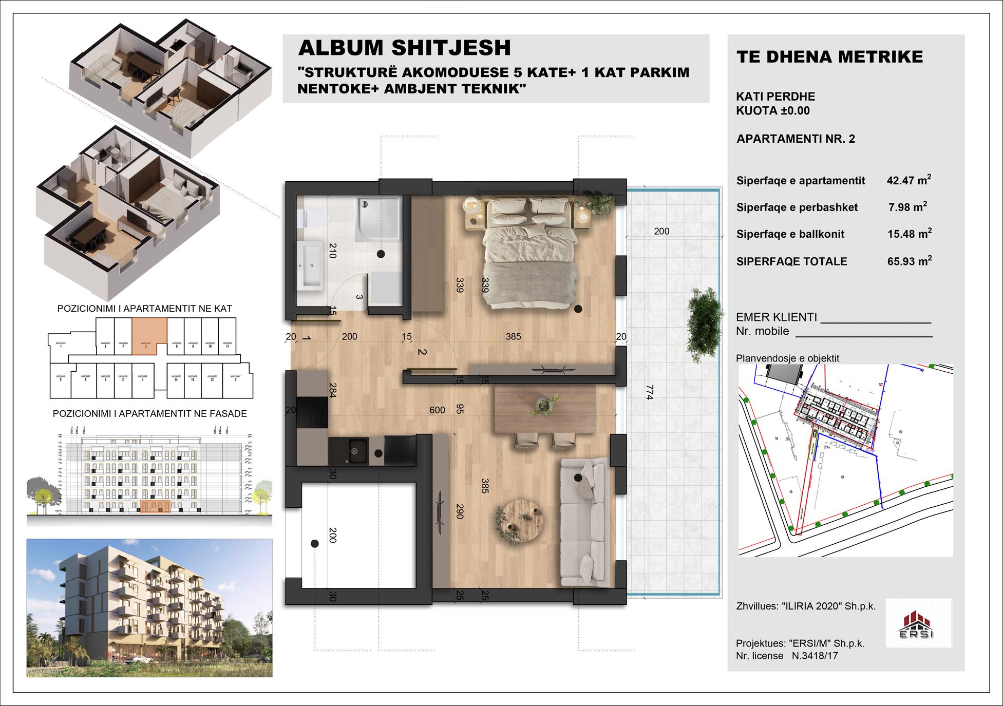 Apartment 1+1 + Parking Space for Sale at Mali i Robit