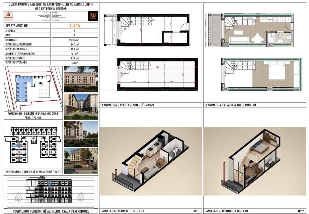 Loft for Sale at "Midal Residence", Mali i Robit