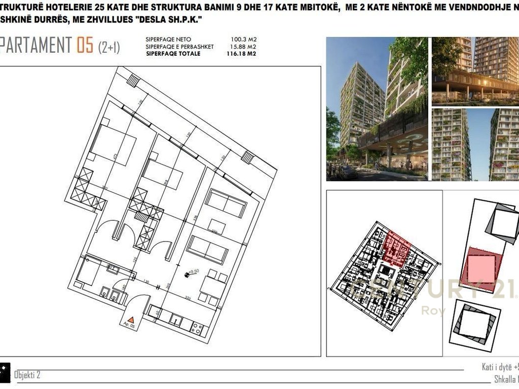 2+1 Apartment for Sale at "Desla Tower", Beach, Durres