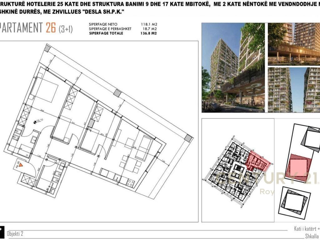 Apartment 3+1 for Sale at "Desla Tower", Beach, Durres
