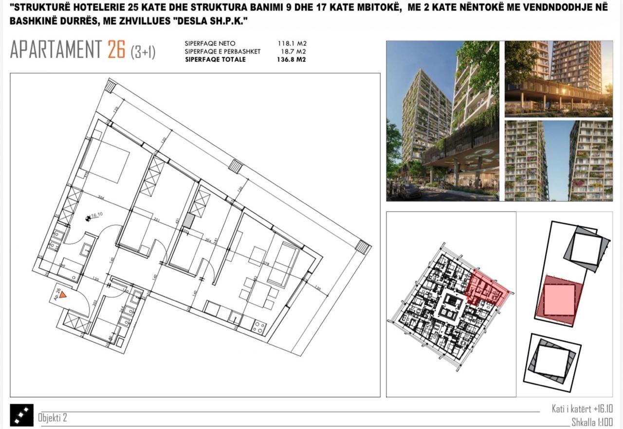 Apartment 3+1 for Sale at "Desla Tower", Beach, Durres