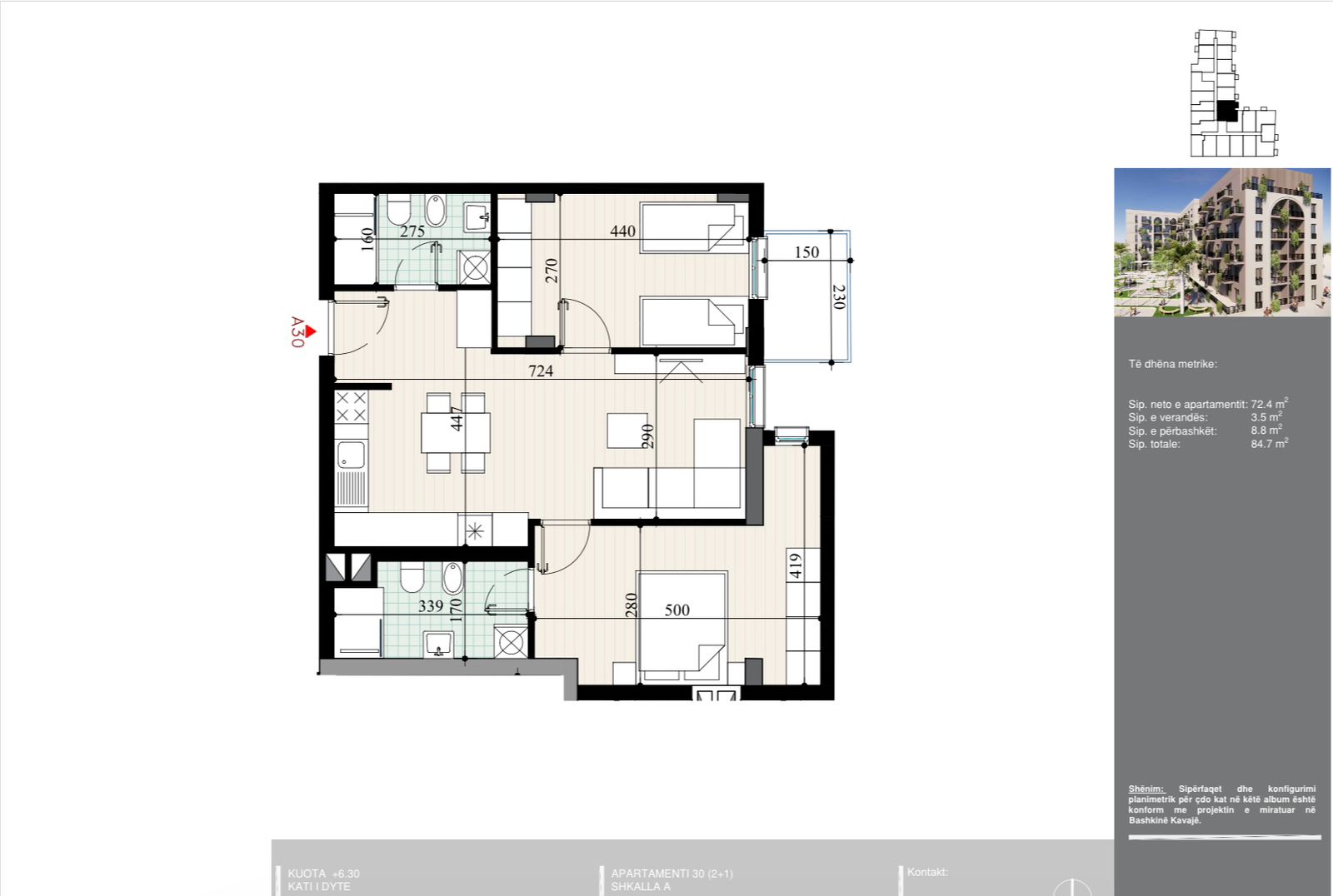 2+1 Apartment for Sale at Residence "Perla e Bregut" in Golem. Possibility of Payment in Installments