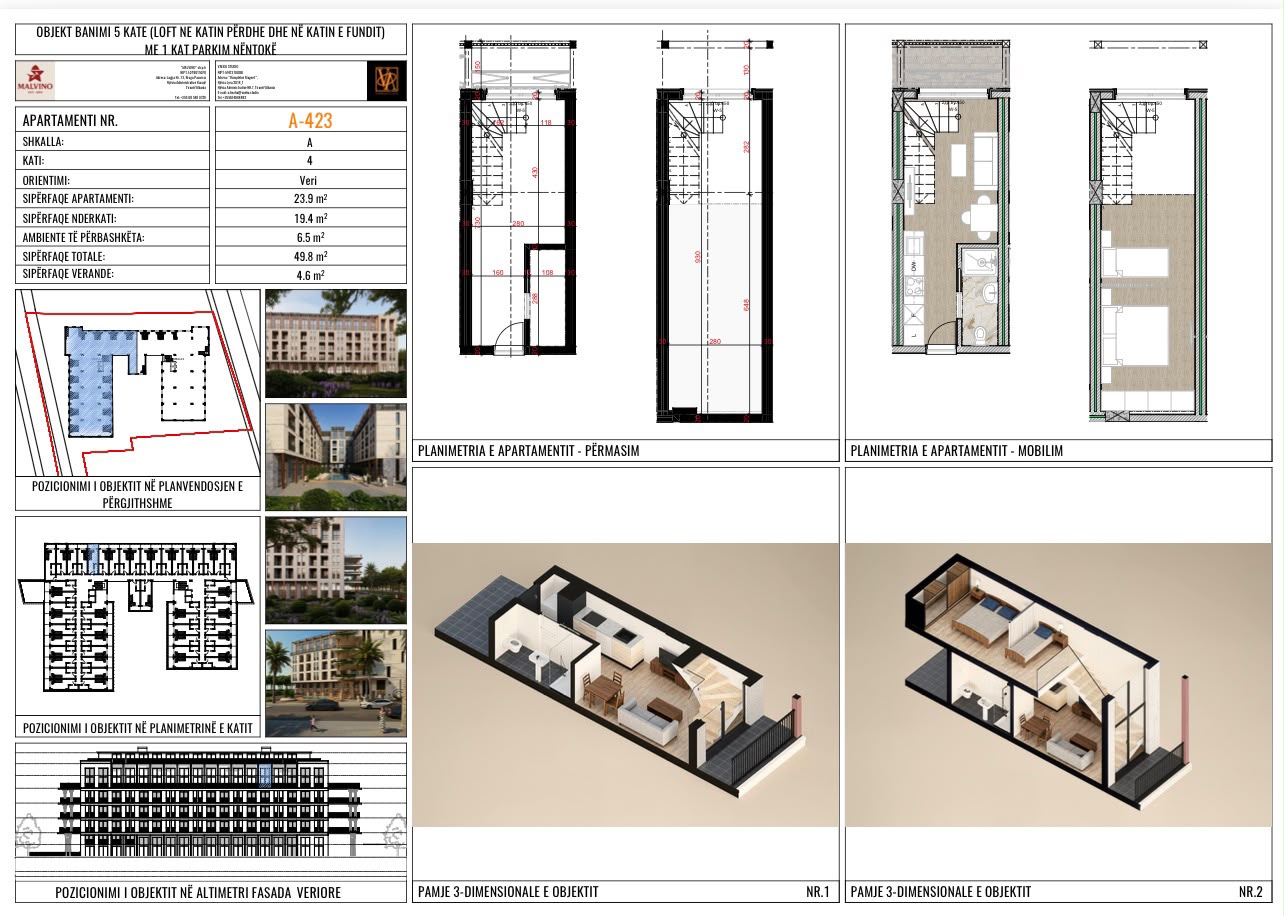 Loft for Sale at "Middal Residence", Mali i Robit
