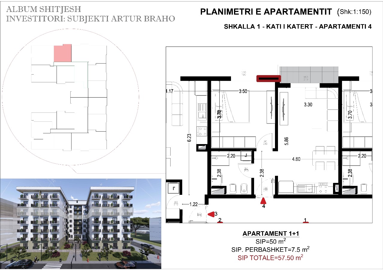 Apartment 1+1 for Sale in Golem. Possibility of Payment in Installments