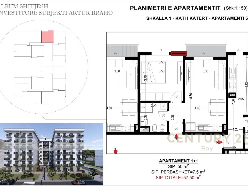Apartment 1+1 for Sale in Golem. Possibility of Payment in Installments