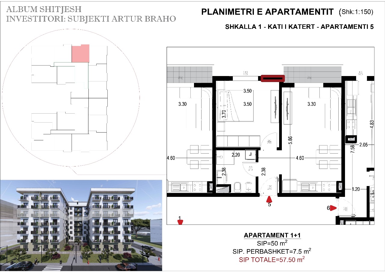 Apartment 1+1 for Sale in Golem. Possibility of Payment in Installments