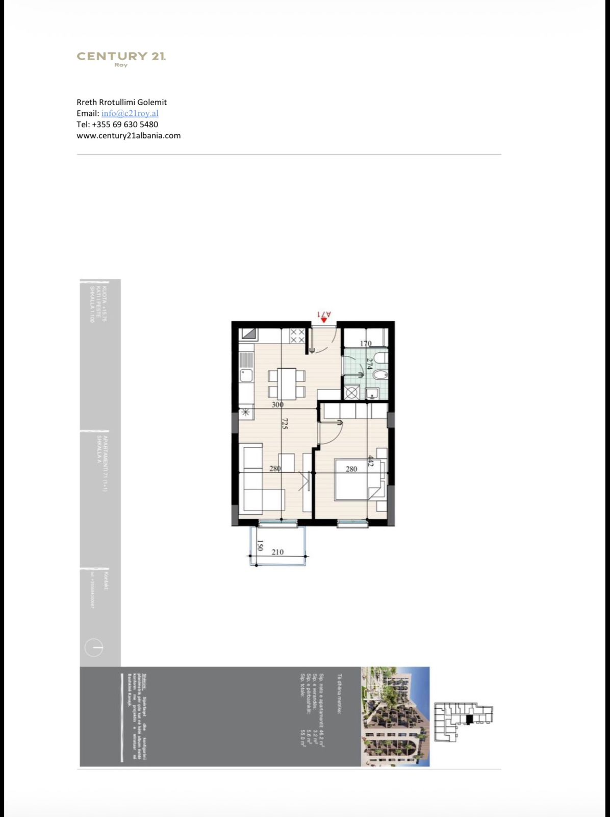 1+1 Apartment for Sale at Residence "Perla e Bregut" in Golem. Payment Option with Installments