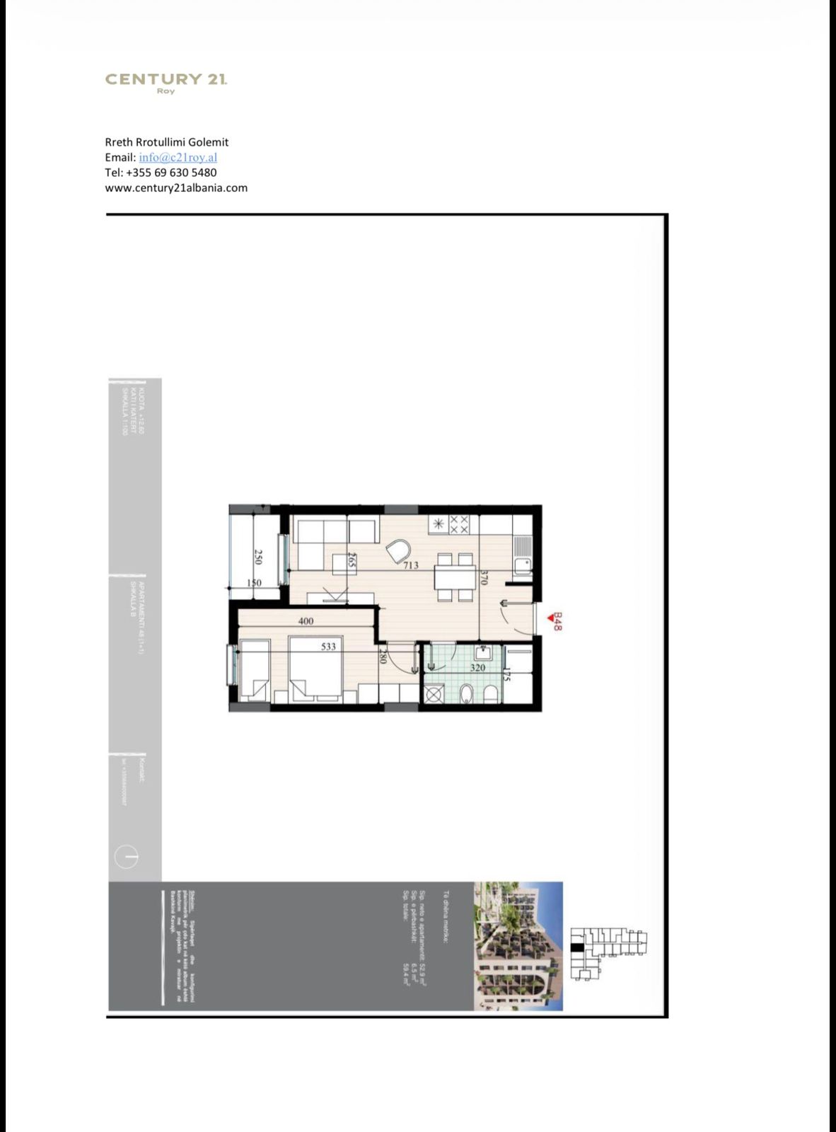 1+1 Apartment for Sale at Residence "Perla e Bregut" in Golem. Payment Option with Installments