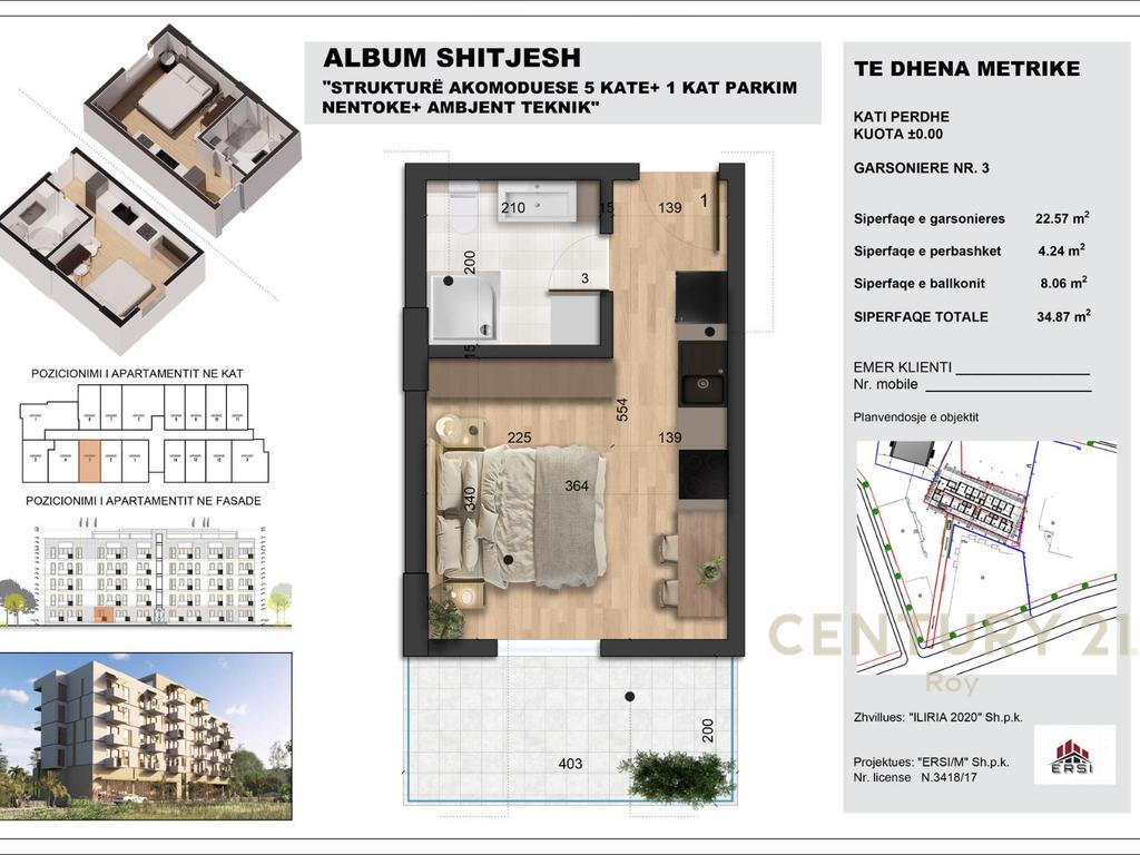 Studio Apartment + Parking Space for Sale at Mali i Robit