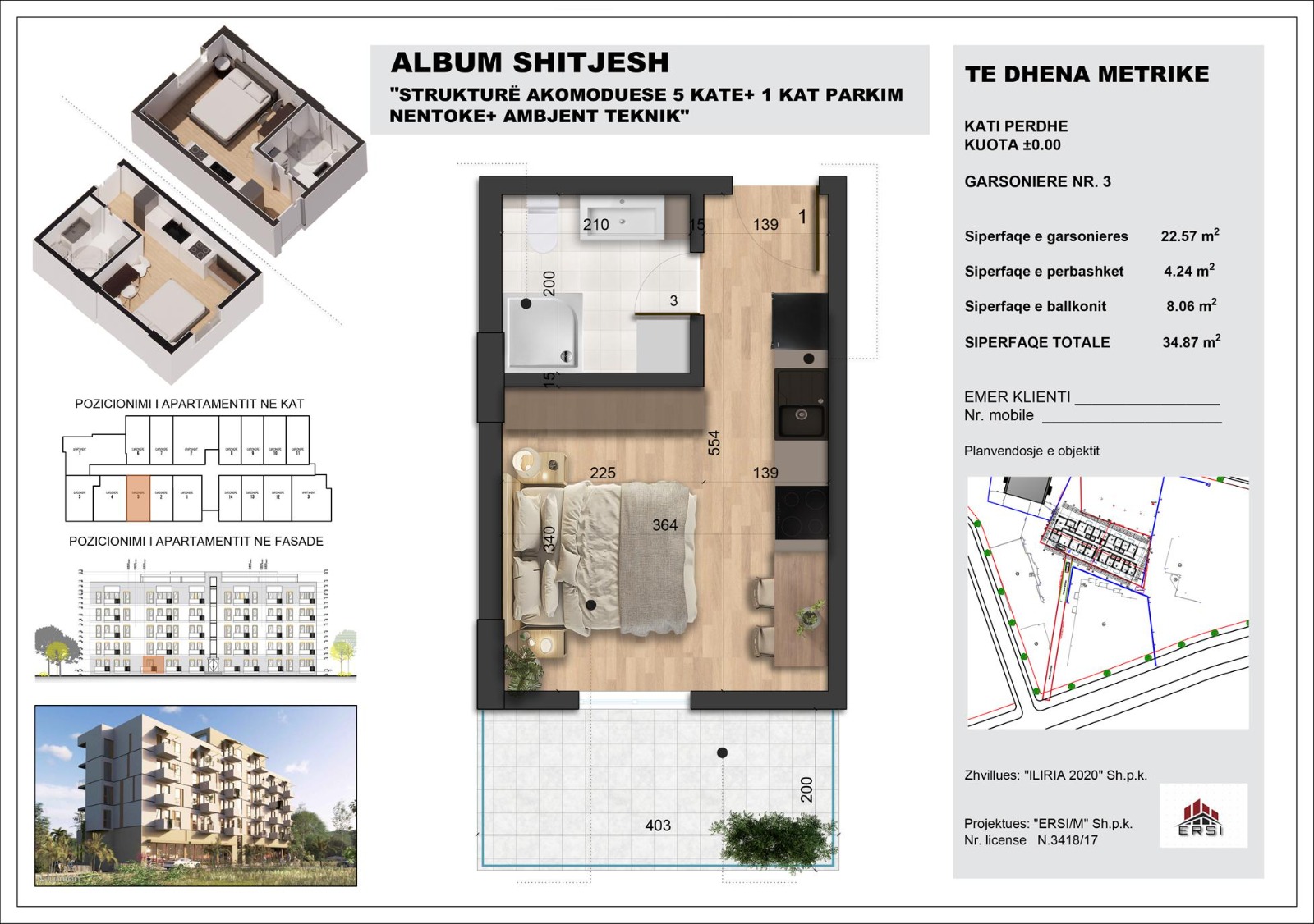 Studio Apartment + Parking Space for Sale at Mali i Robit