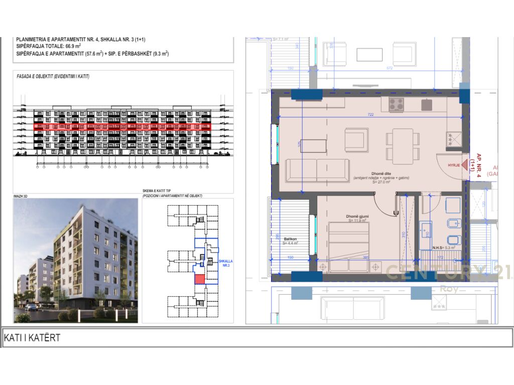 1+1 Apartment in Golem, New Building. 200m from the sea.