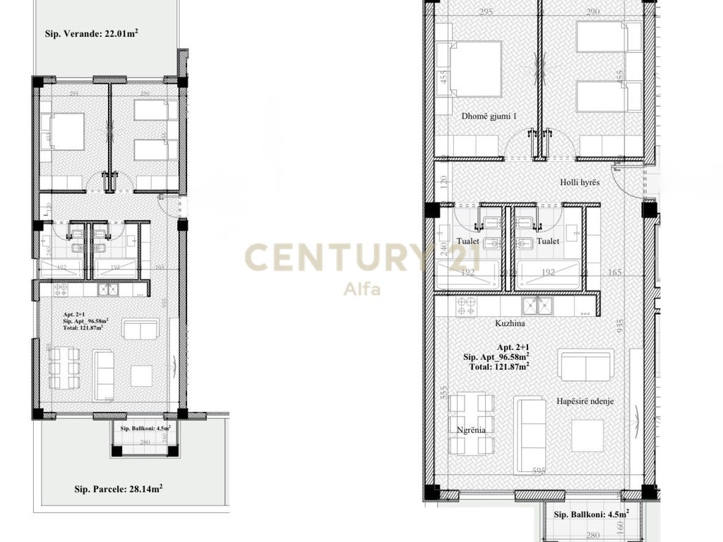 Apartment 2+1+2 with veranda for sale at Rolling Hills Lake!