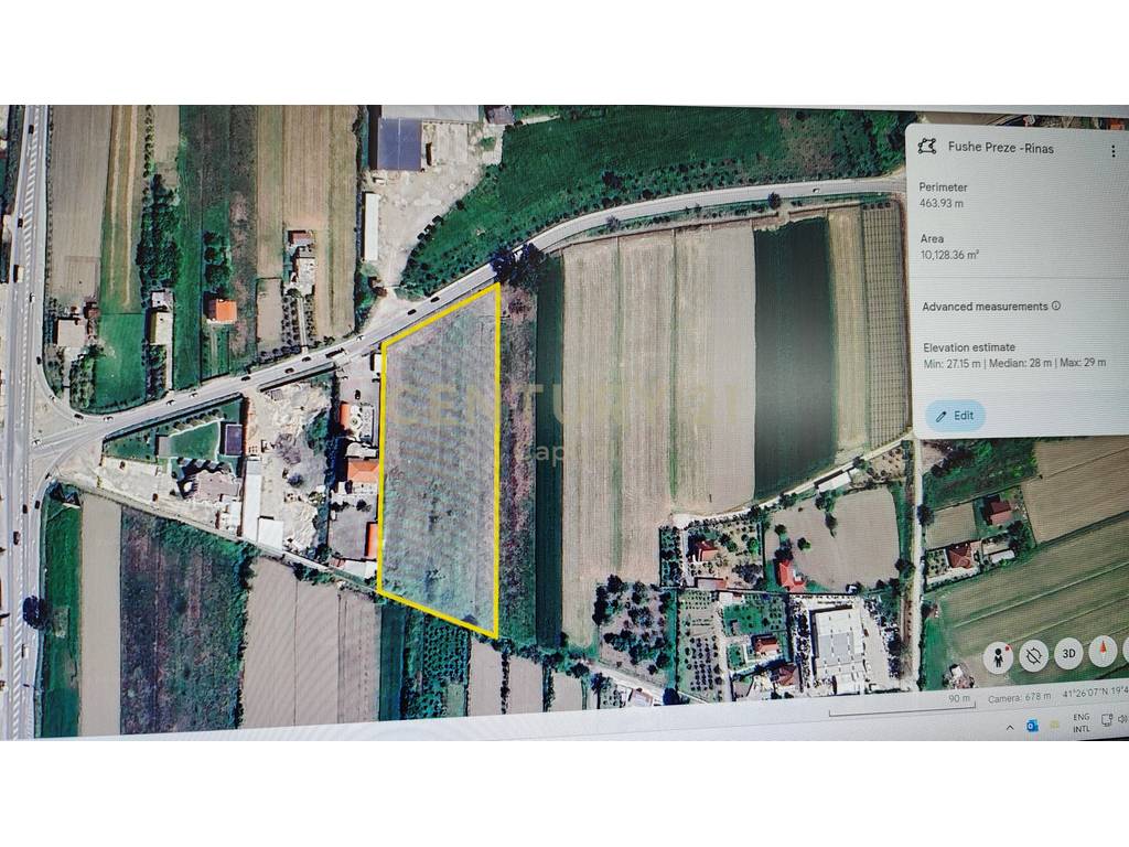 Super Land for Sale in Rinas, Tirana - With very high construction intensity