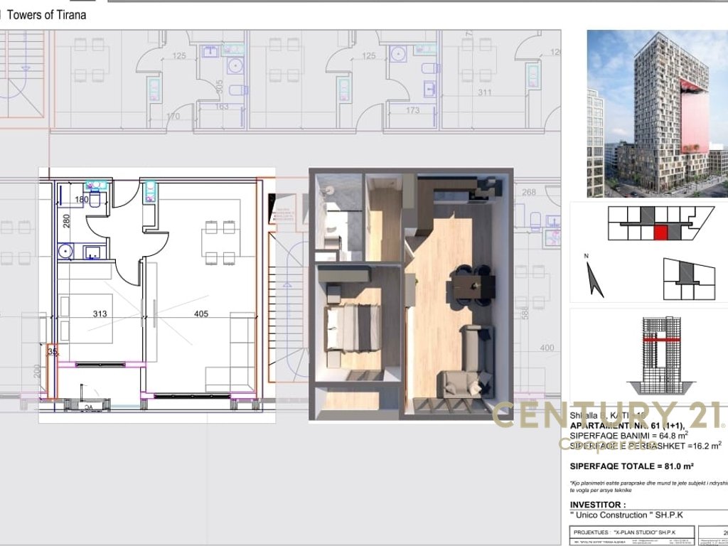 APARTMENT 1+1 IN THE UNITED TOWERS OF TIRANA RESIDENTIAL COMPLEX