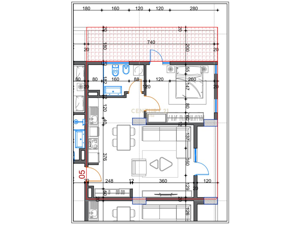 Apartment 1+1+Veranda for Sale in White Power Complex, Kamez Center, Tirana