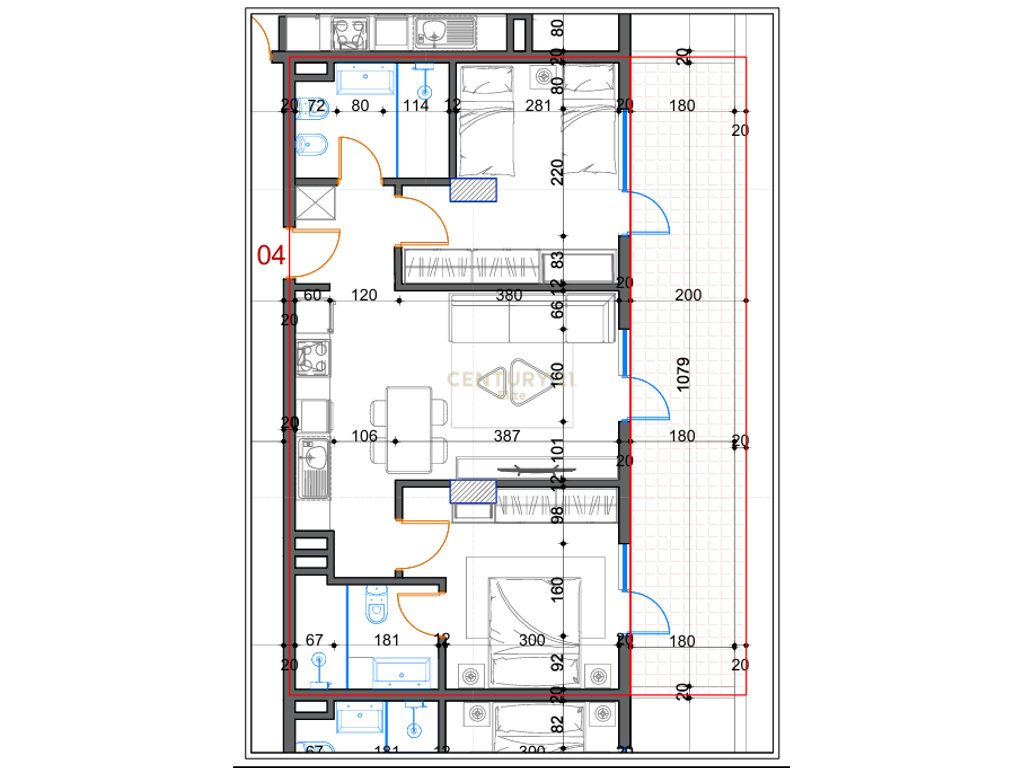 Apartment 2+1+2+Veranda for Sale in White Power Complex, Kamez Center, Tirana