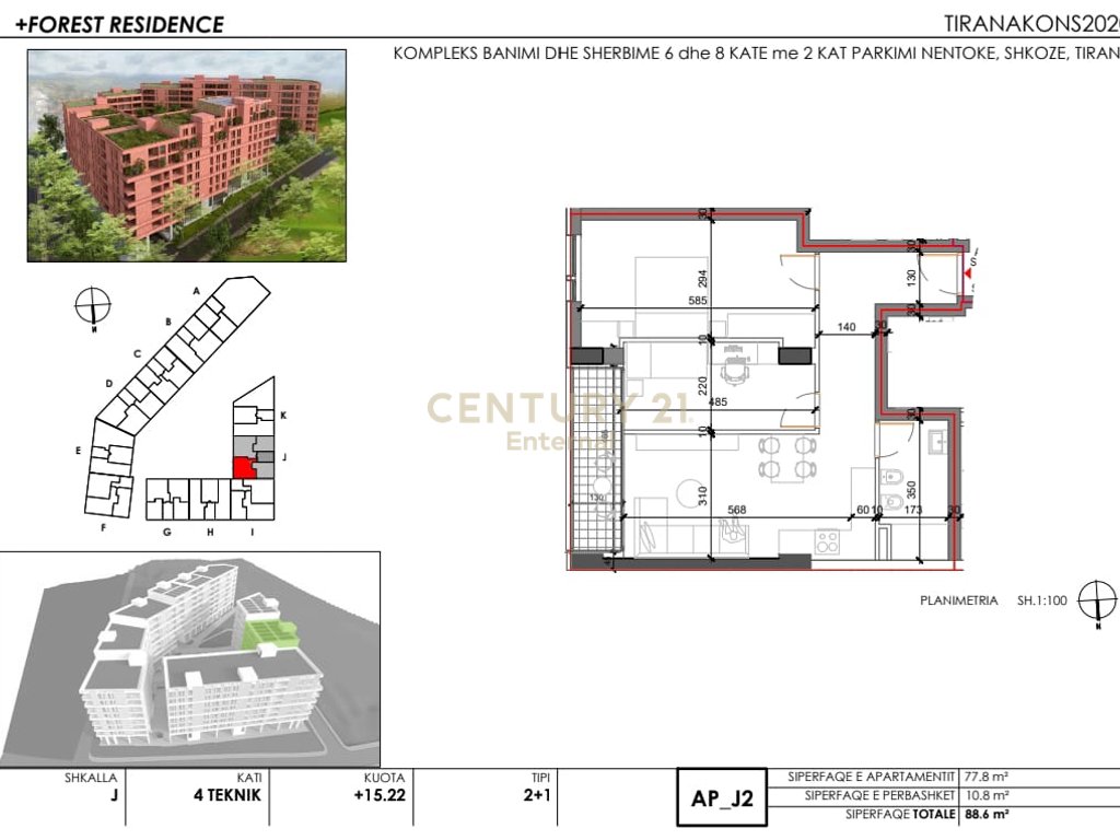 Apartment 2+1 for sale in Shkozë, Tirana.