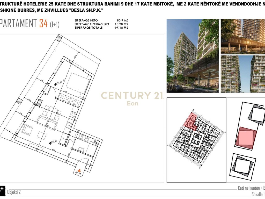 1+1 APARTMENT FOR SALE AT "DESLA TOWER" BEACH, DURRES !