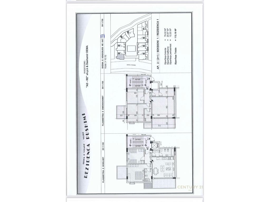 Apartment 2+1+2 for sale at Uji i Ftohte