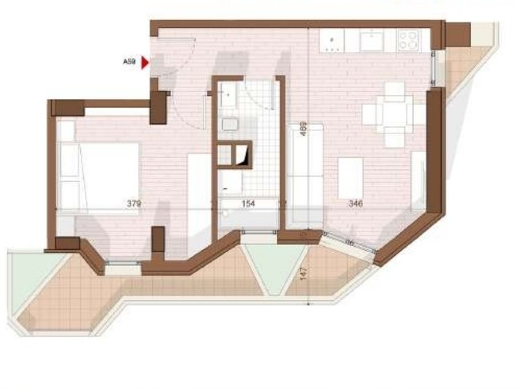 APARTMENT 1+1+ VERANDA FOR SALE IN SHENGJIN