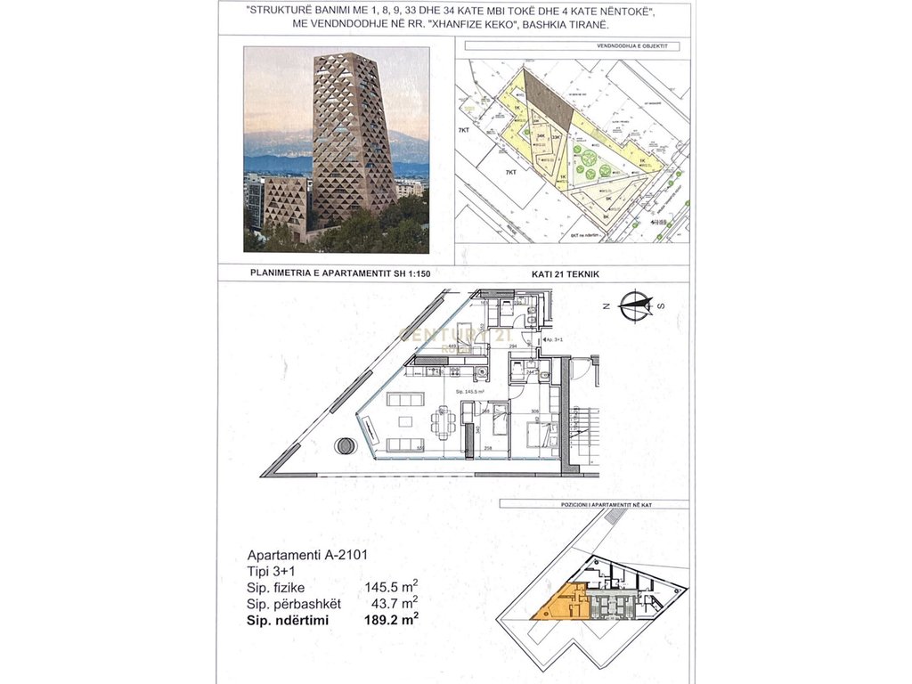 APARTMENT FOR SALE 3+1+2 IN TIRANA TOWER