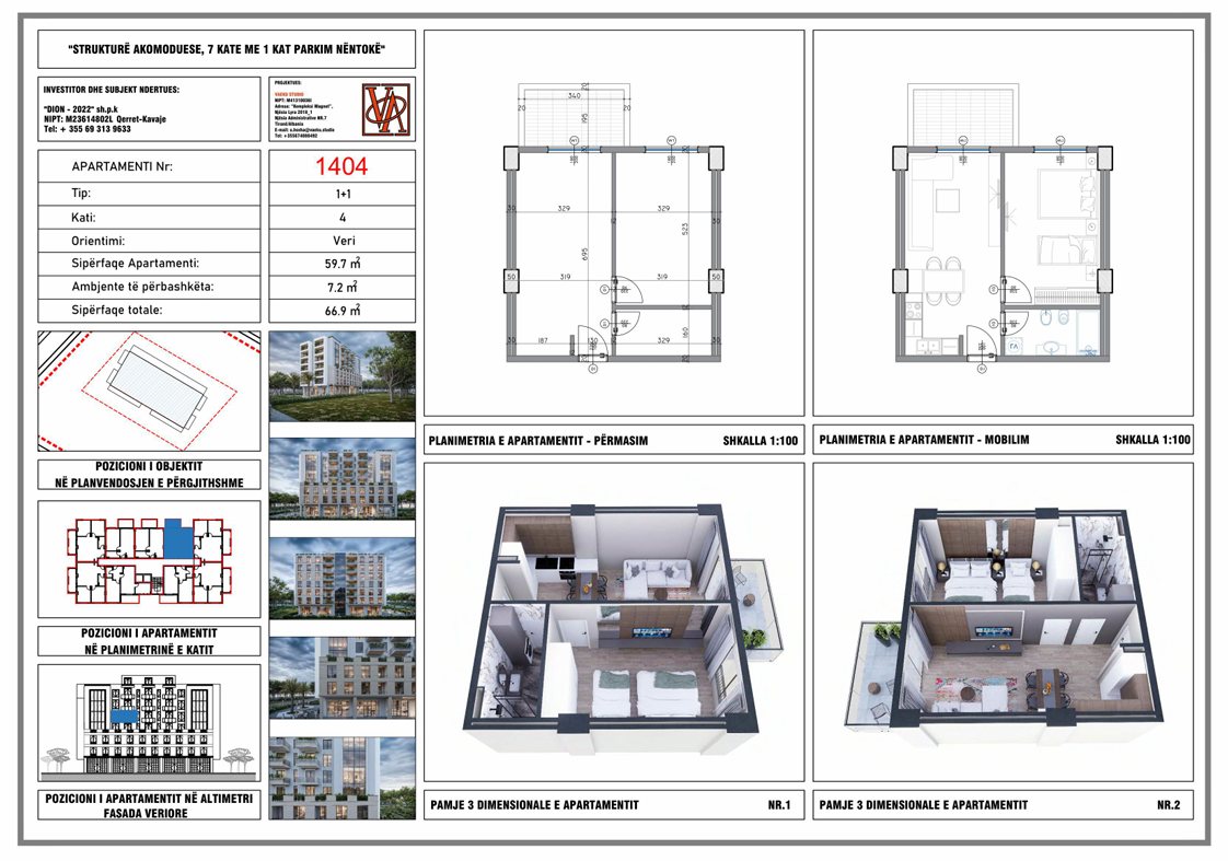 1+1 FOR SALE IN DION RESIDENCE IN QERRET LOCATED 200 METERS FROM THE SEA!!