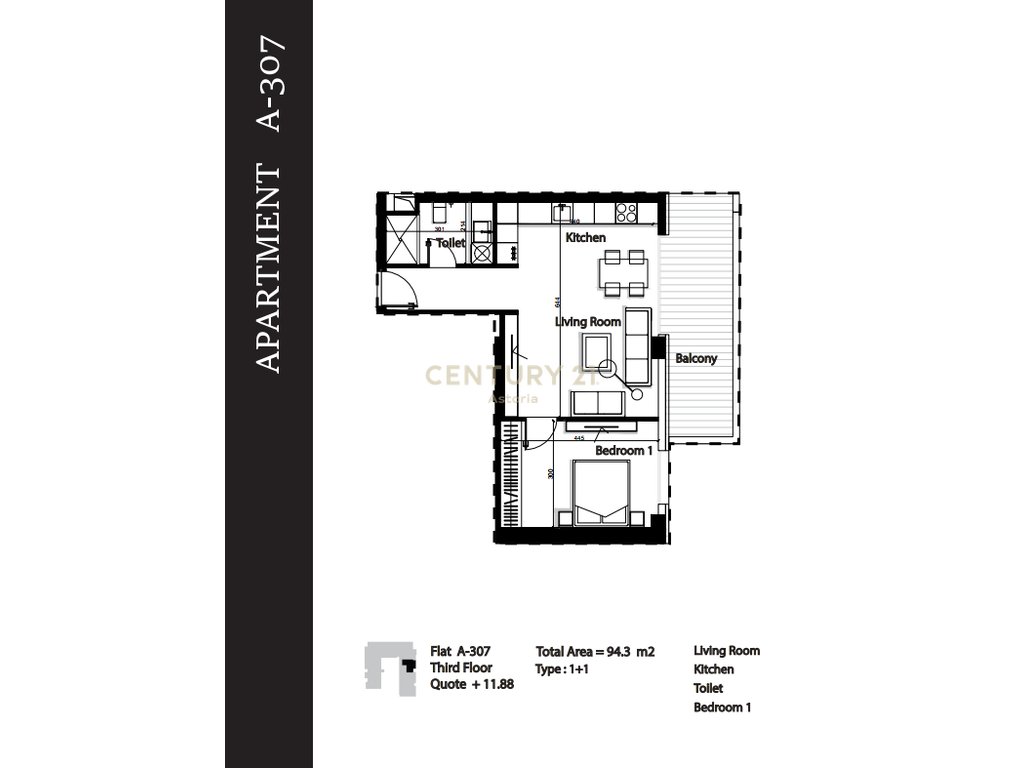 APARTMENT 1+1 FOR SALE IN GREEN TERRACE RESIDENCE, PALASE