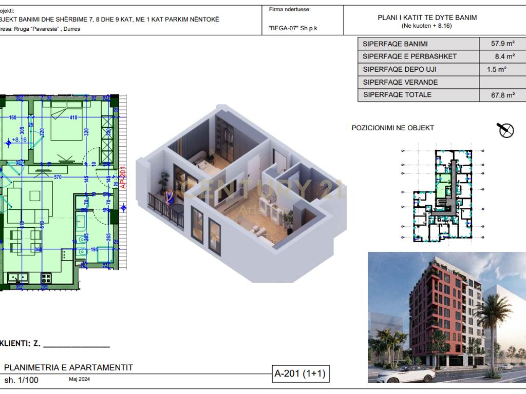 Apartament 1+1 Për Shitje në Plazh, Durrës – 100,940€ | 67.8 m²