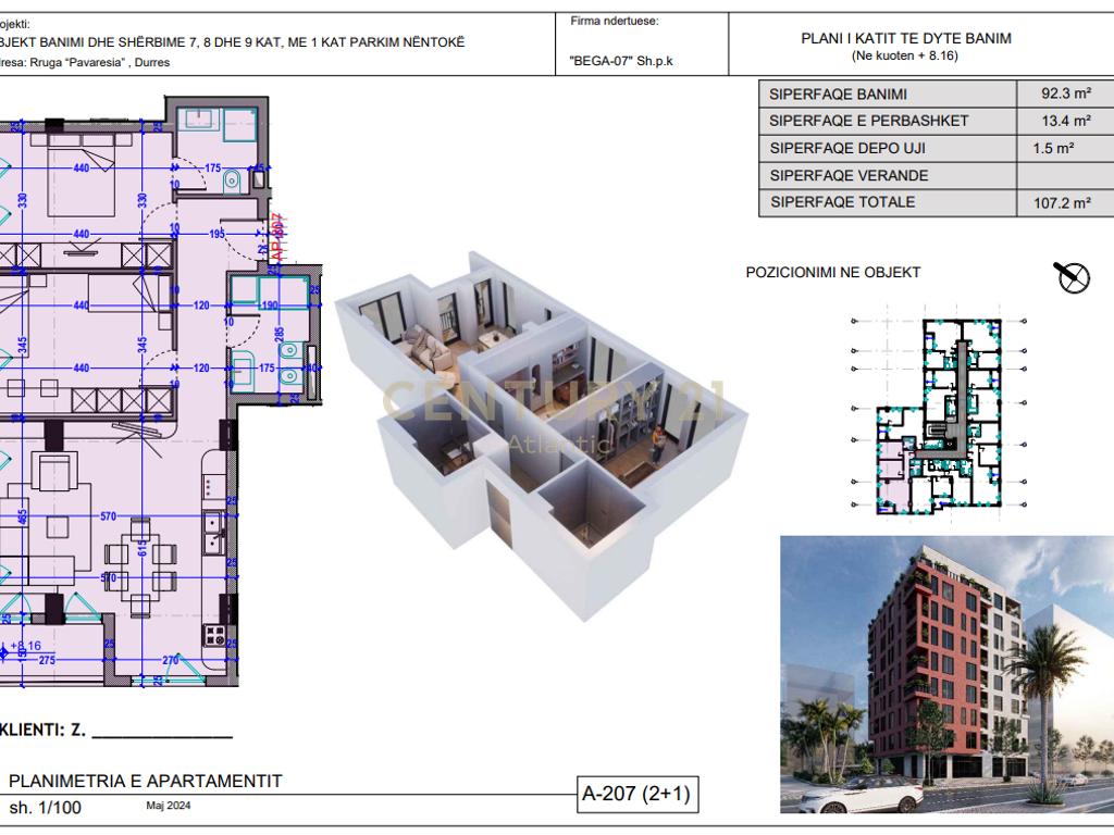 Apartament 2+2 Për Shitje në Plazh, Durrës – 160,680€ | 105.7 m²