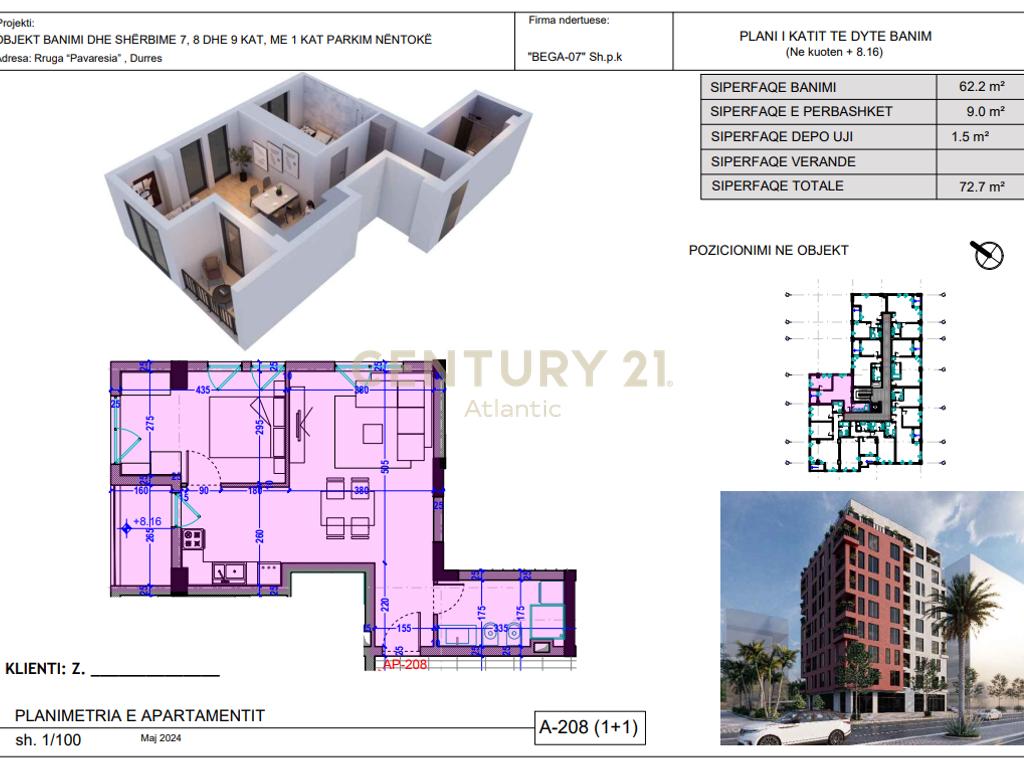 Apartament 1+1 Për Shitje në Plazh, Durrës - 107,120€ | 72.2 m²