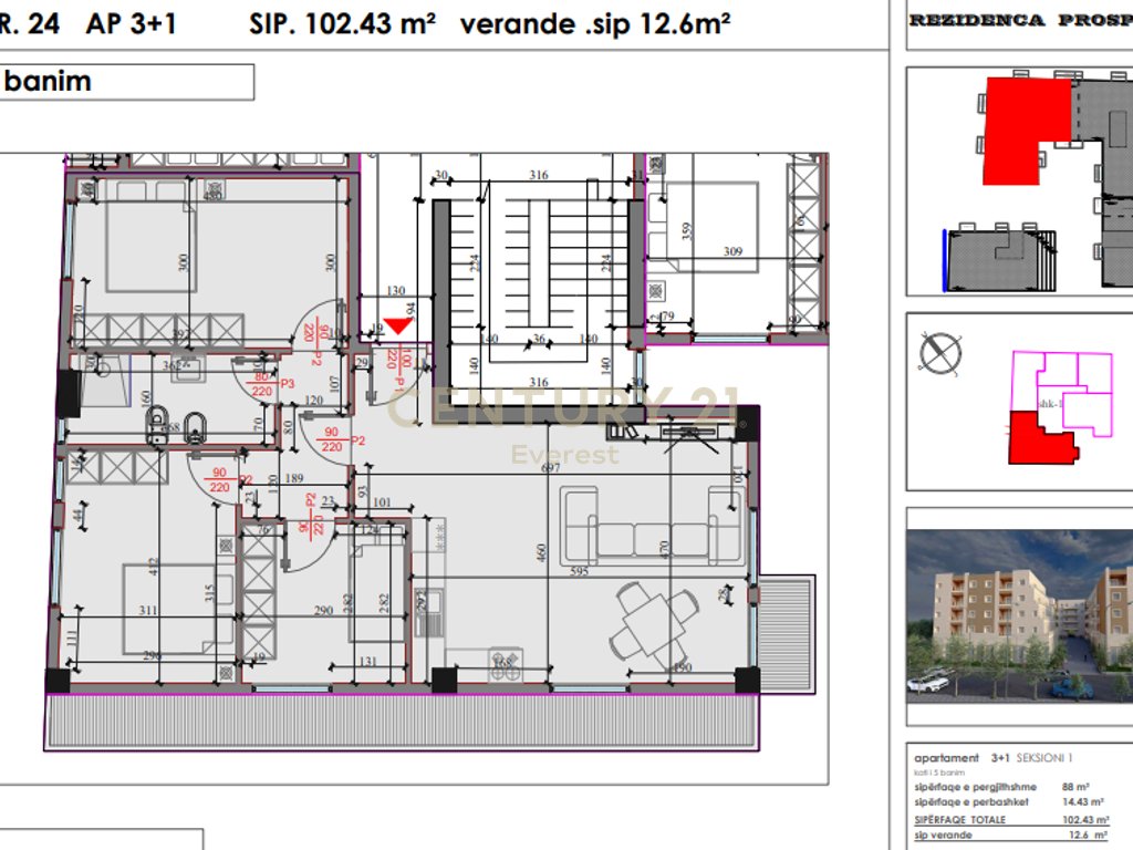 Complex "Kodra e Liqenit", Paskuqan - Sale of 3+1 apartment with veranda