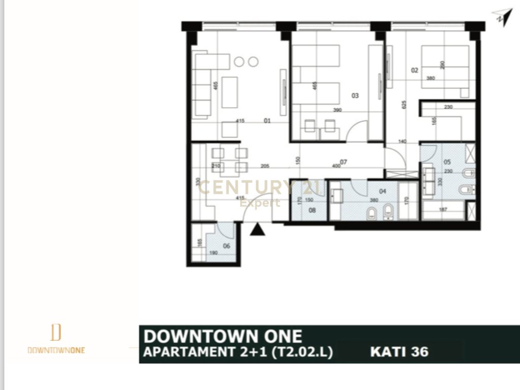 APARTAMENT 2+1+2 PER QIRA NE DOWNTOWN ONE - Kati 36 !
