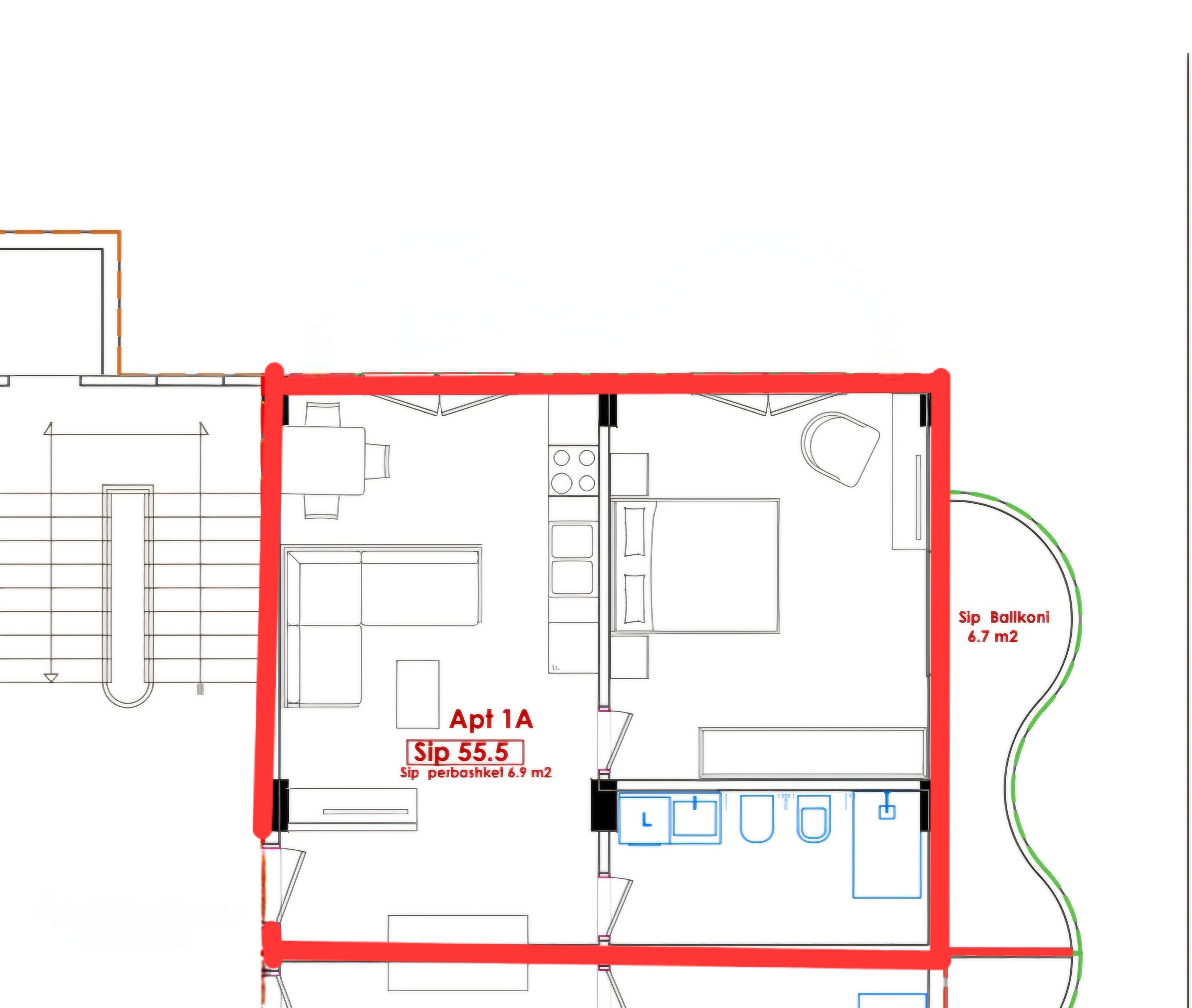 APARTMENT 1+1+PARKING SPACE FOR SALE IN GOLEM