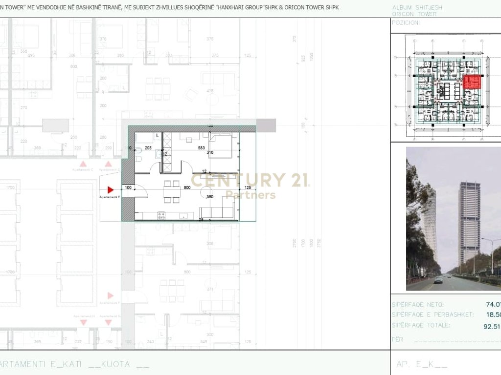 1+1 APARTMENT FOR SALE AT ORICON TOWER NEAR ZOGU I ZI