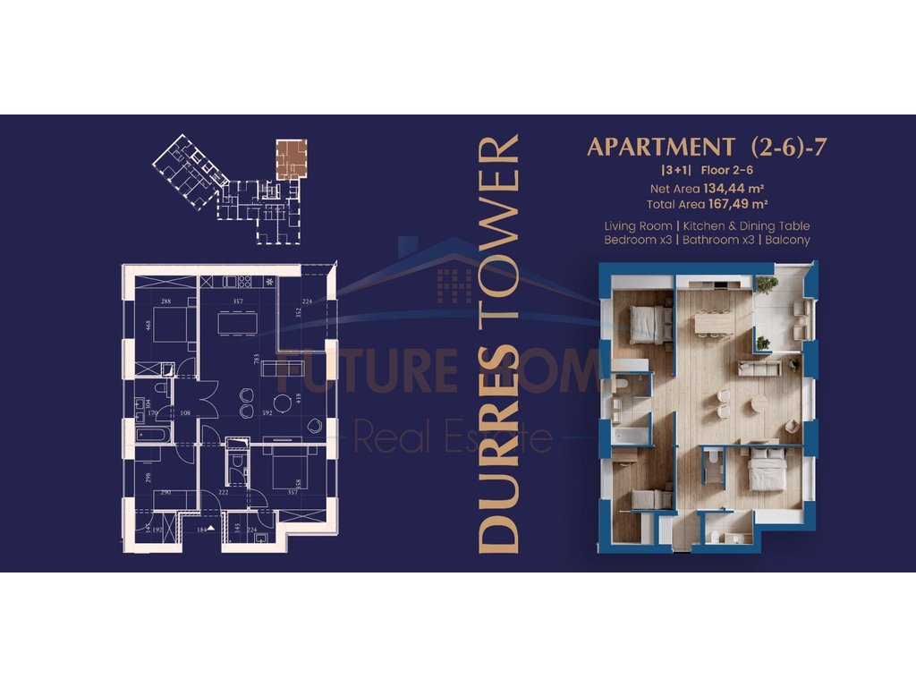 For sale, 3+1 Apartments, Residence "Durrës Tower", Durrës
