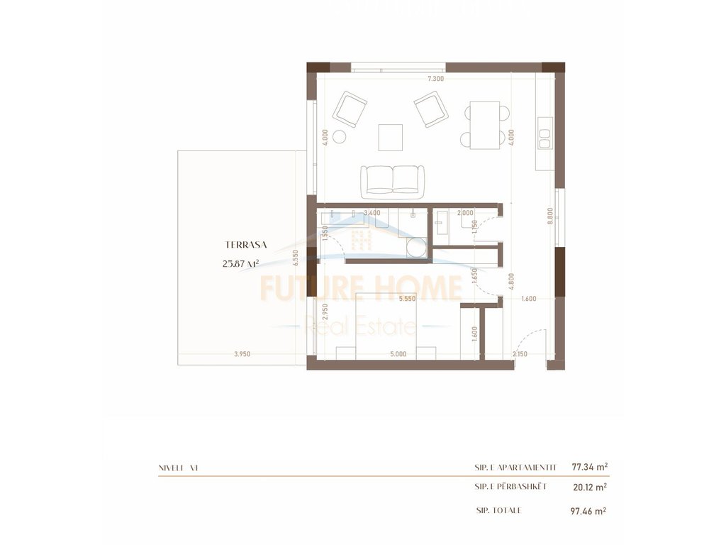 For sale, Apartment 1+1+2. Golem, Durres.