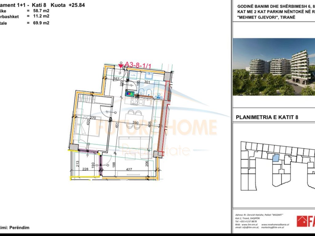 For sale, 1+1 Apartment, Aluna Residence, Paskuqan, Tirana.